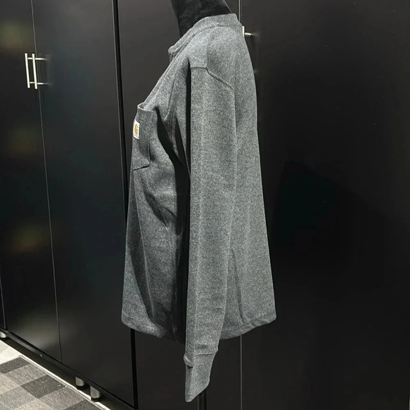 Carhartt Relaxed Fit Henley, Heavyweight thermal,chest pocket,snaps, long sleeve - Picture 2 of 9